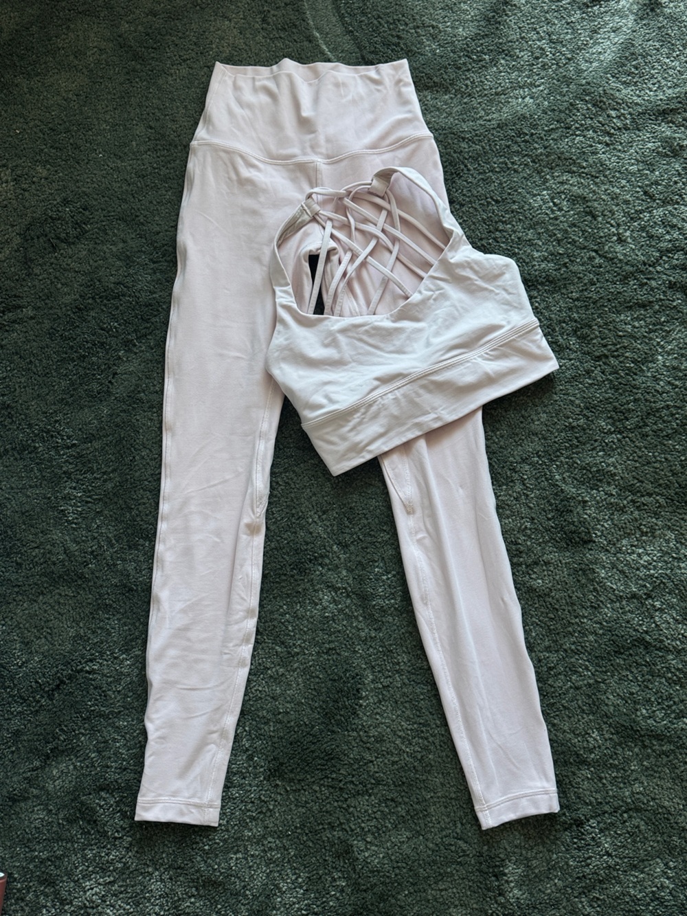 Pale Pink Lululemon Bra and Leggings Set